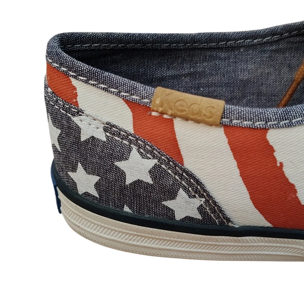 New Keds American Flag Stars Stripes Patriotic Canvas Sneakers ladies 8 1/2 NWOB